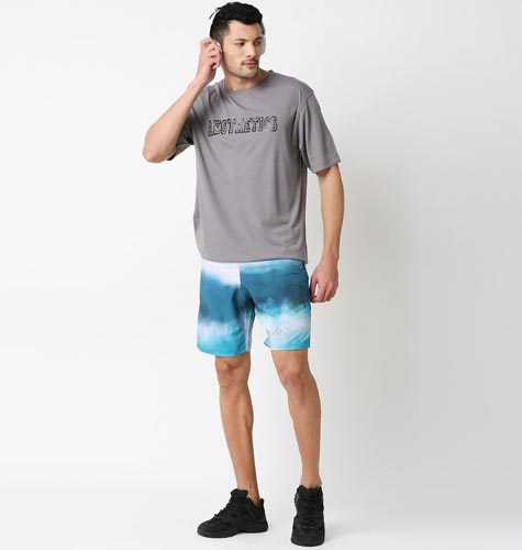 Men Ombre Printed Slim Fit Rapid-Dry Training or Gym Sports Shorts